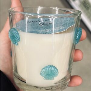 Shell Scented Candle with Blue Accents